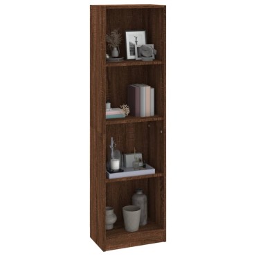 vidaXL Βιβλιοθήκη με 4 Ράφια Καφέ Δρυς 40x24x143cm Επεξεργ. Ξύλο 1 τεμ.
