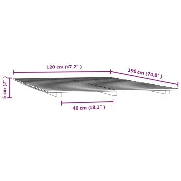 vidaXL Πλαίσιο Κρεβατιού 120 x 190 εκ. από Μασίφ Ξύλο Πεύκου