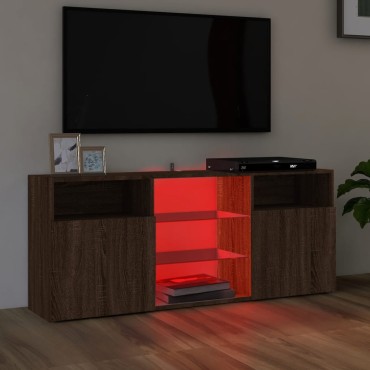 vidaXL Έπιπλο Τηλεόρασης με LED Καφέ Δρυς 120x30x50cm