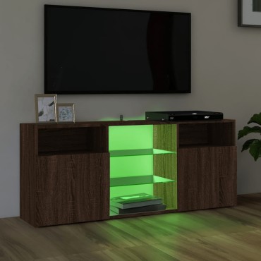 vidaXL Έπιπλο Τηλεόρασης με LED Καφέ Δρυς 120x30x50cm