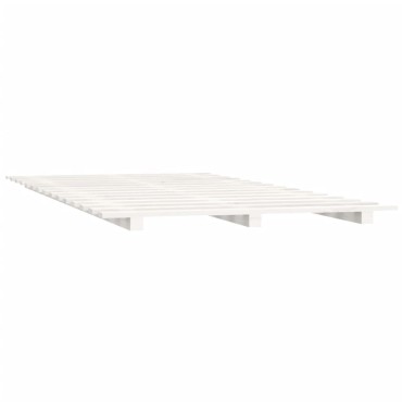 vidaXL Σκελετός κρεβατιού Λευκό 140x200cm από Μασίφ Ξύλο Πεύκου 1 τεμ. - Διπλό