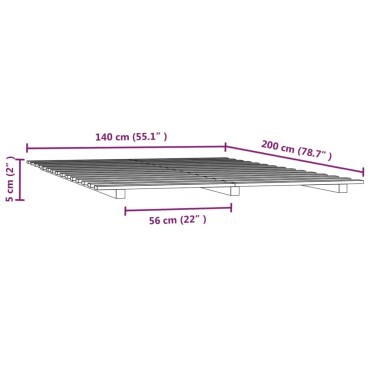 vidaXL Σκελετός κρεβατιού Λευκό 140x200cm από Μασίφ Ξύλο Πεύκου 1 τεμ. - Διπλό