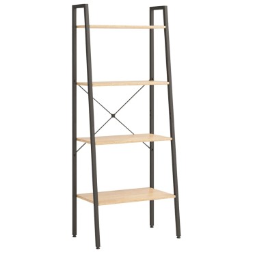 vidaXL Ραφιέρα 4 Επιπέδων Ανοιχτό Καφέ & Μαύρο 56x35x140cm 1 τεμ.