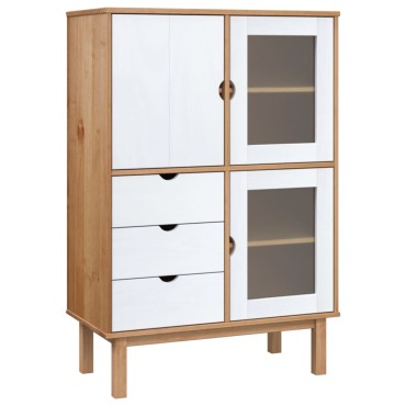 vidaXL Ντουλάπι OTTA Καφέ & Λευκό 85x43x125cm από Μασίφ Ξύλο Πεύκου 1 τεμ.