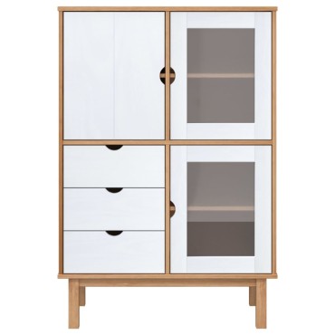 vidaXL Ντουλάπι OTTA Καφέ & Λευκό 85x43x125cm από Μασίφ Ξύλο Πεύκου 1 τεμ.