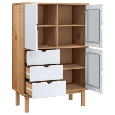 vidaXL Ντουλάπι OTTA Καφέ & Λευκό 85x43x125cm από Μασίφ Ξύλο Πεύκου 1 τεμ.