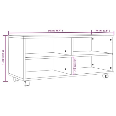 vidaXL Έπιπλο Τηλεόρασης με Ροδάκια Γκρι Sonoma 90x35x35cm Επεξ. Ξύλο