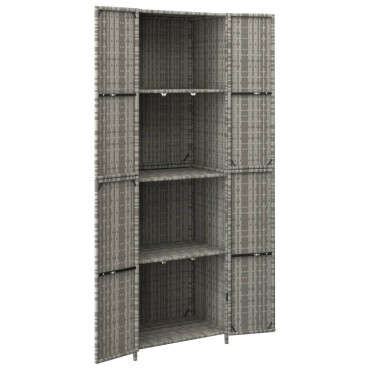 vidaXL Ντουλάπι Αποθήκευσης Κήπου Γκρι 59x40x180cm από Συνθ. Ρατάν 1 τεμ.