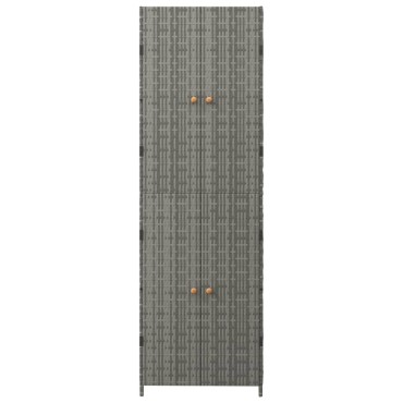vidaXL Ντουλάπι Αποθήκευσης Κήπου Γκρι 59x40x180cm από Συνθ. Ρατάν 1 τεμ.