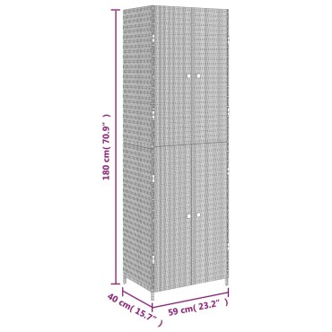 vidaXL Ντουλάπι Αποθήκευσης Κήπου Γκρι 59x40x180cm από Συνθ. Ρατάν 1 τεμ.