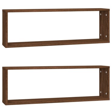 vidaXL Ραφιέρες Τοίχου Κύβος 2 τεμ. Καφέ Δρυς 80x15x26,5cm Επεξ. Ξύλο