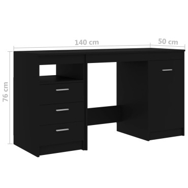 vidaXL Γραφείο Μαύρο 140x50x76cm από Επεξ. Ξύλο 1 τεμ.
