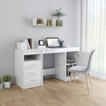 vidaXL Γραφείο Γυαλιστερό Λευκό 140x50x76cm από Επεξ. Ξύλο 1 τεμ.