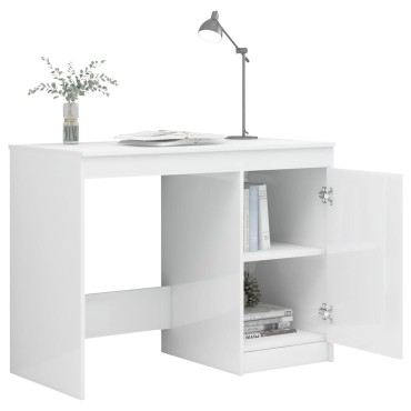 vidaXL Γραφείο Γυαλιστερό Λευκό 140x50x76cm από Επεξ. Ξύλο 1 τεμ.