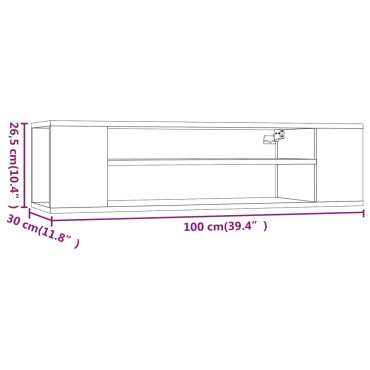 vidaXL Κρεμαστό Ντουλάπι Τηλεόρασης Καφέ Δρυς 100x30x26,5cm Επεξ. Ξύλο
