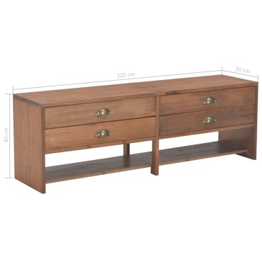 vidaXL Έπιπλο Τηλεόρασης με 4 Συρτάρια 120x30x40cm Μασίφ Ξύλο Ελάτης
