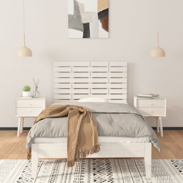 vidaXL Κεφαλάρι Τοίχου Λευκό 106x3x63cm από Μασίφ Ξύλο Πεύκου 1 τεμ.