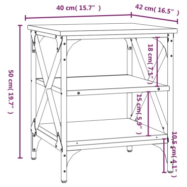 vidaXL Βοηθητικό Τραπέζι Μαύρο 40x42x50cm από Επεξεργασμένο Ξύλο 1 τεμ.