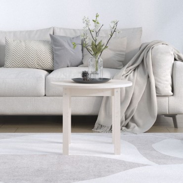 vidaXL Τραπεζάκι Σαλονιού Λευκό 55x45cm από Μασίφ Ξύλο Πεύκου 1 τεμ.