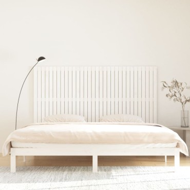 vidaXL Κεφαλάρι Τοίχου Λευκό 204x3x110cm από Μασίφ Ξύλο Πεύκου 1 τεμ.