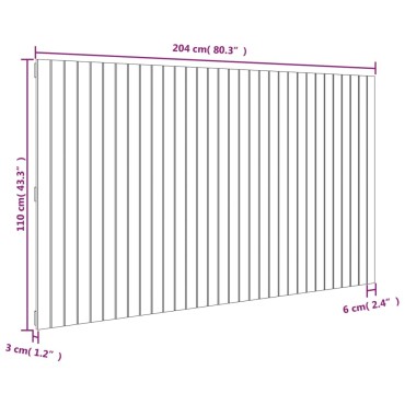 vidaXL Κεφαλάρι Τοίχου Λευκό 204x3x110cm από Μασίφ Ξύλο Πεύκου 1 τεμ.