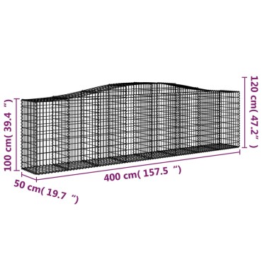 vidaXL Συρματοκιβώτιο Τοξωτό 400x50x100/120εκ. από Γαλβανισμένο Χάλυβα