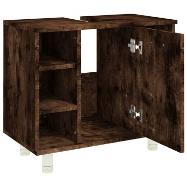 vidaXL Ντουλάπι Μπάνιου Καπνιστή Δρυς 60x32x53,5cm Επεξεργασμένο Ξύλο