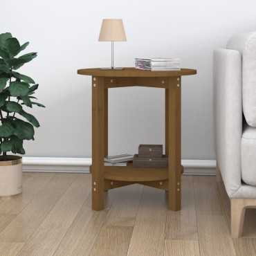 vidaXL Τραπεζάκι Σαλονιού Καφέ Μελί 55x60cm Μασίφ Ξύλο Πεύκου 1 τεμ.