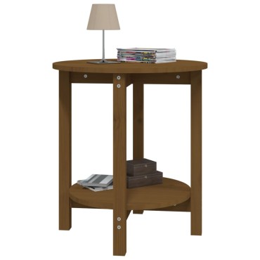 vidaXL Τραπεζάκι Σαλονιού Καφέ Μελί 55x60cm Μασίφ Ξύλο Πεύκου 1 τεμ.