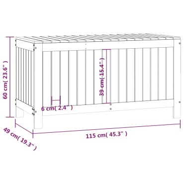 vidaXL Κουτί Αποθήκευσης Κήπου Γκρι 115x49x60cm από Μασίφ Ξύλο Πεύκου 1 τεμ.