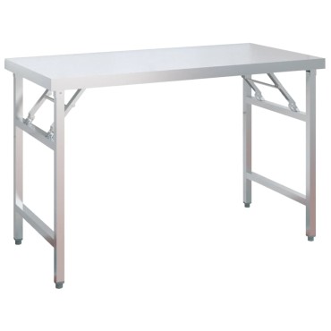 vidaXL Πάγκος Εργασίας Κουζίνας με Ράφι 120x60x145 εκ. Ανοξείδ. Ατσάλι