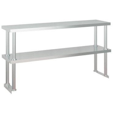 vidaXL Πάγκος Εργασίας Κουζίνας με Ράφι 120x60x145 εκ. Ανοξείδ. Ατσάλι