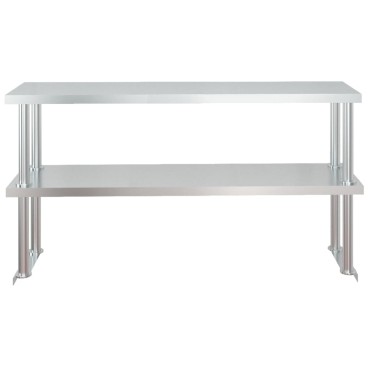 vidaXL Πάγκος Εργασίας Κουζίνας με Ράφι 120x60x145 εκ. Ανοξείδ. Ατσάλι