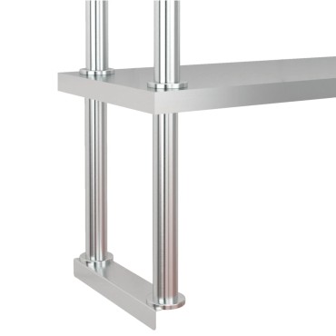 vidaXL Πάγκος Εργασίας Κουζίνας με Ράφι 120x60x145 εκ. Ανοξείδ. Ατσάλι