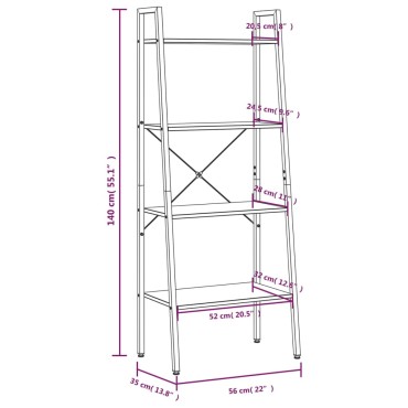 vidaXL Ραφιέρα Όρθια 4 Επιπέδων Μαύρη 56x35x140cm 1 τεμ.