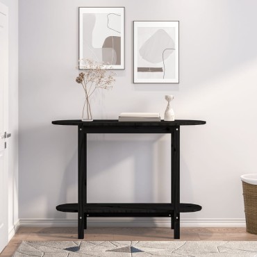 vidaXL Τραπέζι Κονσόλα Μαύρο 110x40x80cm από Μασίφ Ξύλο Πεύκου 1 τεμ.