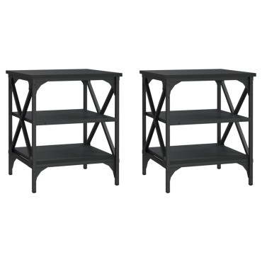vidaXL Βοηθητικά Τραπέζια 2 τεμ. Μαύρα 40x42x50cm Επεξεργασμένο Ξύλο