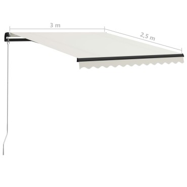 vidaXL Τέντα Συρόμενη Χειροκίνητη με LED Κρεμ 300 x 250 εκ.