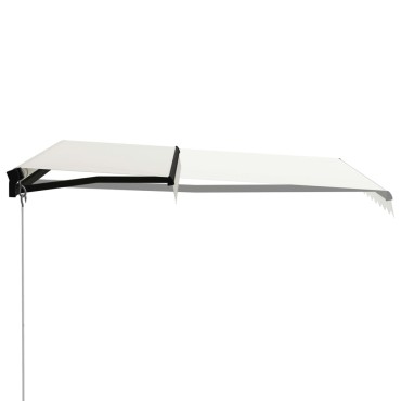 vidaXL Τέντα Συρόμενη Χειροκίνητη με LED Κρεμ 300 x 250 εκ.