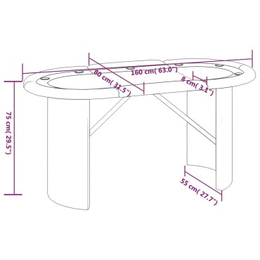 vidaXL Τραπέζι Πόκερ για 10 Παίκτες Μπλε 160x80x75cm 1 τεμ.