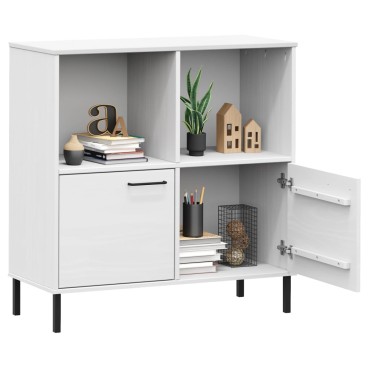 vidaXL Βιβλιοθήκη OSLO Λευκή 90x35x90,5cm Μασίφ Ξύλο με Μετ. Πόδια 1 τεμ.