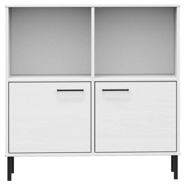 vidaXL Βιβλιοθήκη OSLO Λευκή 90x35x90,5cm Μασίφ Ξύλο με Μετ. Πόδια 1 τεμ.