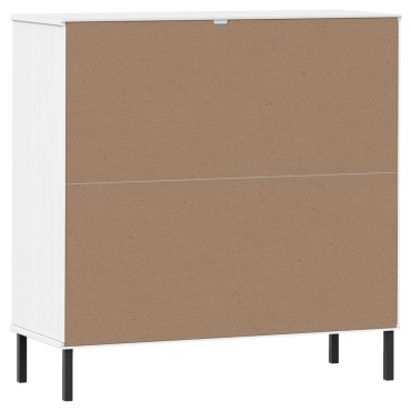vidaXL Βιβλιοθήκη OSLO Λευκή 90x35x90,5cm Μασίφ Ξύλο με Μετ. Πόδια 1 τεμ.