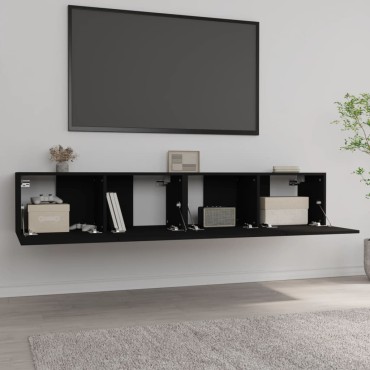 vidaXL Έπιπλα Τηλεόρασης 2 τεμ. Μαύρα 80x30x30cm Επεξεργασμένο Ξύλο