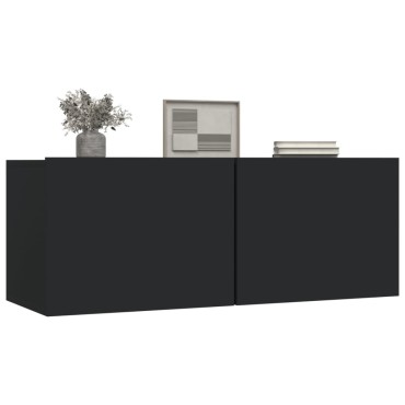 vidaXL Έπιπλα Τηλεόρασης 2 τεμ. Μαύρα 80x30x30cm Επεξεργασμένο Ξύλο
