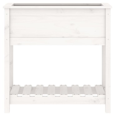 vidaXL Ζαρντινιέρα με Ράφι Λευκή 82,5x34,5x81 εκ. Μασίφ Ξύλο Πεύκου