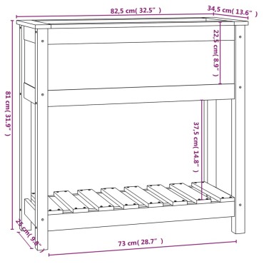vidaXL Ζαρντινιέρα με Ράφι Λευκή 82,5x34,5x81 εκ. Μασίφ Ξύλο Πεύκου