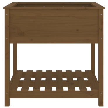 vidaXL Ζαρντινιέρα με Ράφι Μελί 82,5x82,5x81 εκ. από Μασίφ Ξύλο Πεύκου