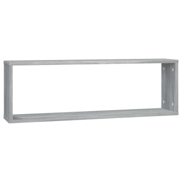 vidaXL Ραφιέρες Τοίχου Κύβος 2 τεμ. Γκρι Sonoma 80x15x26,5cm Επ. Ξύλο