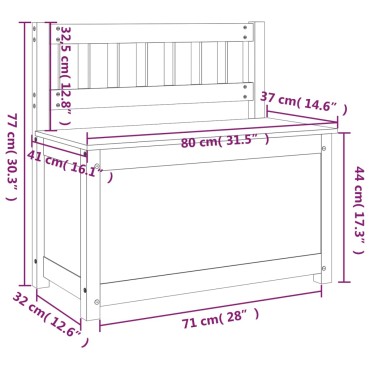 vidaXL Πάγκος Μαύρος 80x41x77cm από Μασίφ Ξύλο Πεύκου 1 τεμ.